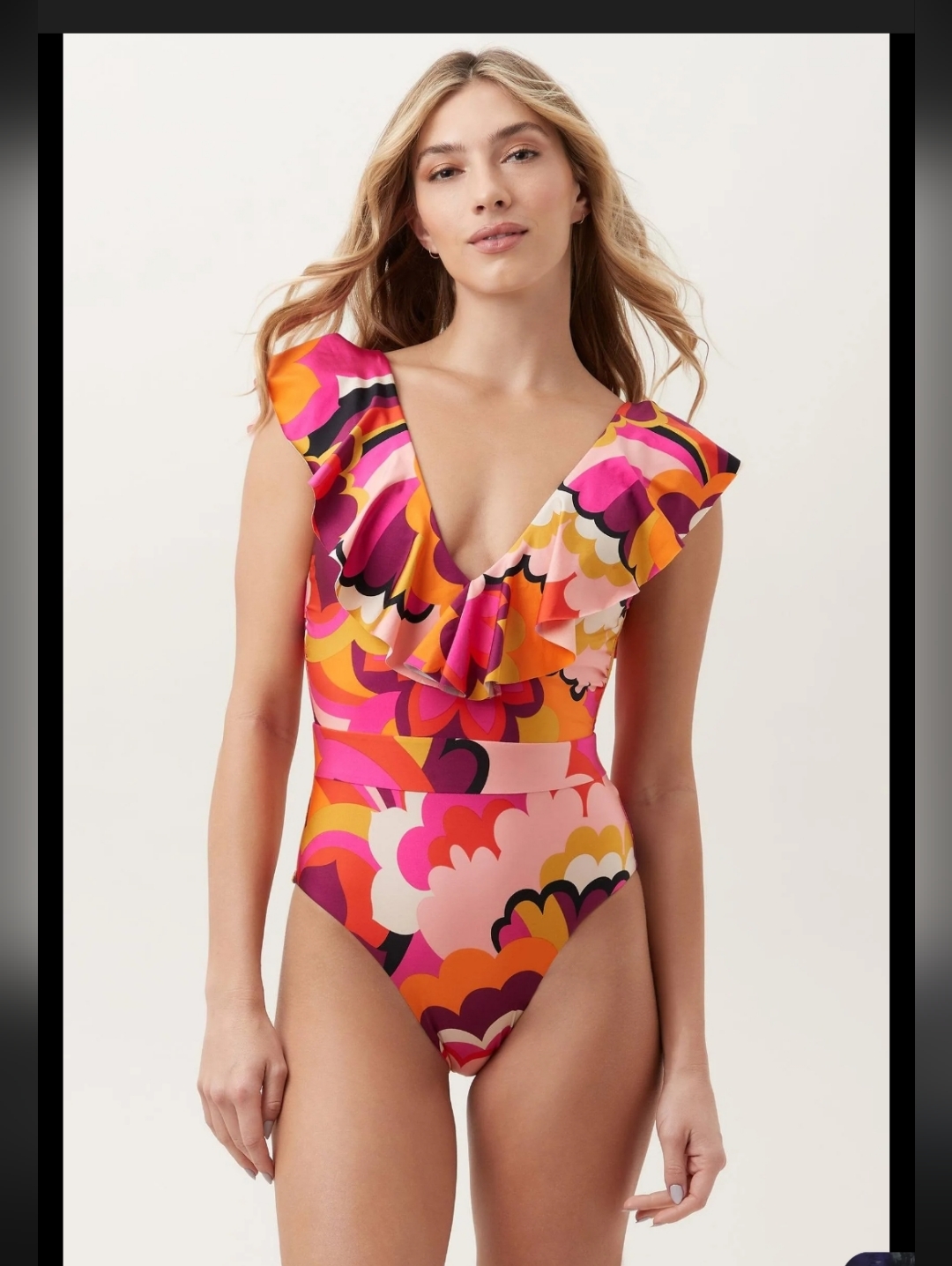 Trina Turk Wmns Fan Faire Ruffle One Piece Swimsuit 6 Vacation Resortwear Summer
